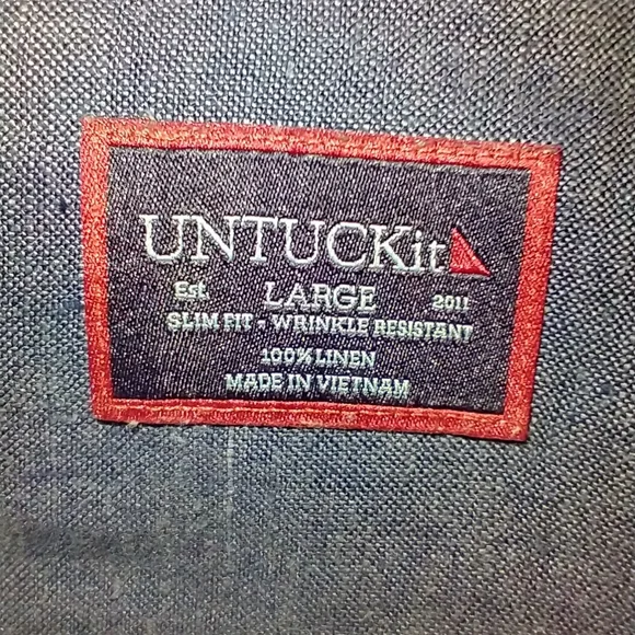 UNTUCKit Cameron WR 100% Linen Short Sleeve Button Up Shirt Men's sz Large. - Picture 4 of 6